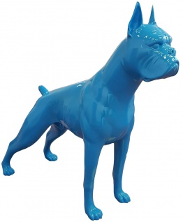 Casa Padrino Designer Dekofigur Boxer Hund Blau 190 x H. 173 cm - Riesige Skulptur - Gartendeko