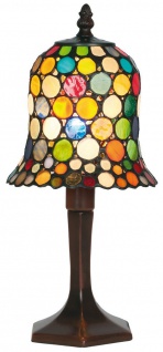 Casa Padrino Tiffany Tischleuchte / Hockerleuchte Mehrfarbig Ø 16 x H. 36 cm - Handgefertigte Tiffany Dekoleuchte