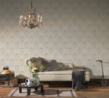 Casa Padrino Barock Vliestapete Grau / Silber - Barockstil Wohnzimmer Tapete mit elegantem Blumenmuster - Barock Deko Accessoires 4