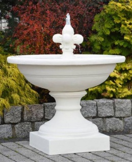 Casa Padrino Jugendstil Springbrunnen Lilie Weiß Ø 102 x H. 110 cm - Prunkvoller Gartenbrunnen - Gartendeko Brunnen - Barock & Jugendstil Garten Deko Accessoires
