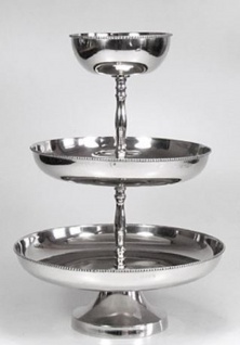 Casa Padrino Luxus Etagere 3-Stufig Rund Silber Ø 31 x H. 44 cm - Gastronomie Accessoires - Vorschau 