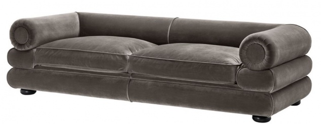 Casa Padrino Luxus Samt Sofa Grau / Schwarz 233 x 96 x H. 65 cm - Wohnzimmer Sofa - Luxus Qualität 1