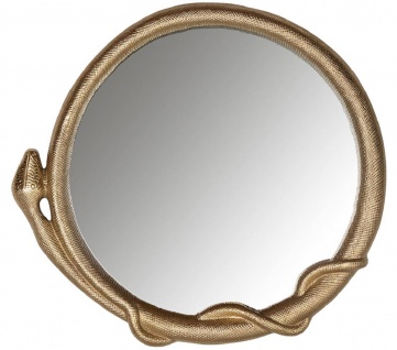Casa Padrino Designer Spiegel Schlange Gold 80 x 6 x H. 74 cm - Aluminium Wandspiegel - Wohnzimmer Spiegel - Garderoben Spiegel - Luxus Kollektion