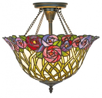 Casa Padrino Tiffany Deckenleuchte / Hängeleuchte Mosaik Glas Durchmesser 40 cm - Leuchte Lampe