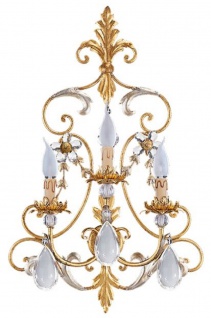 Casa Padrino Luxus Barock Kristall Wandleuchte Gold / Antik Silber 44 x 19 x H. 68 cm - Elegante Metall Wandlampe mit edlem Böhmischem Glas - Barock Leuchten