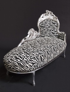 Barock Chaiselongue " King" Zebra/Silber