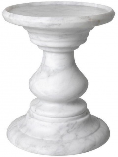 Casa Padrino Luxus Beistelltisch Weiß Ø 33 x H. 39, 5 cm - Runder Beistelltisch aus hochwertigem Carrara Marmor - Luxus Marmor Möbel