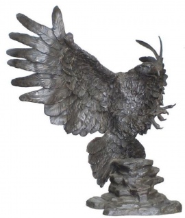 Casa Padrino Luxus Bronze Skulptur Adler Silber 105 x 55 x H. 105 cm - Riesige Bronze Deko Figur - Wohnzimmer Deko - Luxus Qualität