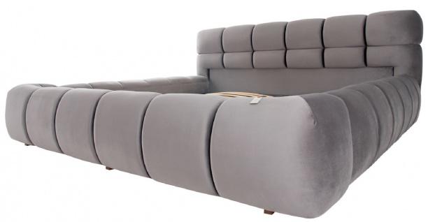 Casa Padrino Luxus Doppelbett Grau - Verschiedene Größen - Modernes Bett mit Kopfteil und Lattenrost - Moderne Schlafzimmer Möbel