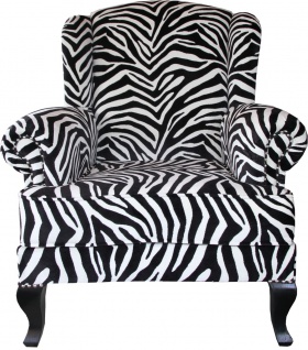 Casa Padrino Luxus Designer Chesterfield Ohren Sessel Zebra - Club Möbel - Limited Edition