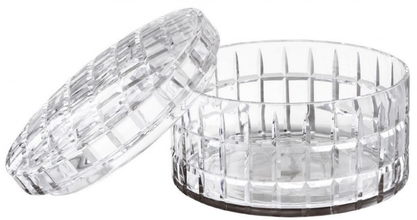 Casa Padrino Luxus Glasschale mit Deckel Ø 21 x H. 13 cm - Runde Deko Schale aus mundgeblasenem Glas