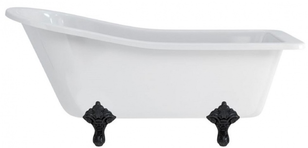 Casa Padrino Luxus Jugendstil Badewanne Weiß / Schwarz 169 x 73 x H. 77 cm - Freistehende Retro Acryl Badewanne - Retro Badezimmer Möbel