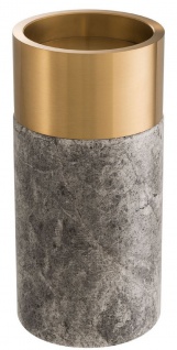 Casa Padrino Luxus Kerzenhalter Set Grau / Messing - 3 runde Marmor Kerzenhalter - Luxus Qualität - Deko Accessoires 3