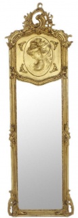 Casa Padrino Barock Spiegel Antik Gold 55 x H. 175 cm - Handgefertigter Antik Stil Wandspiegel - Ganzkörperspiegel - Garderoben Spiegel - Wohnzimmer Spiegel - Barockstil Möbel
