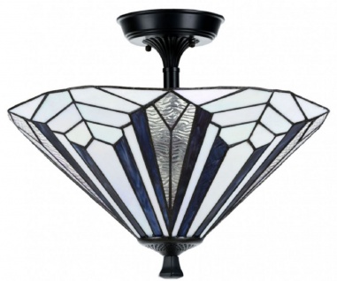Casa Padrino Luxus Tiffany Deckenleuchte Blau / Weiß / Schwarz Ø 45 x H. 35 cm - Luxus Qualität