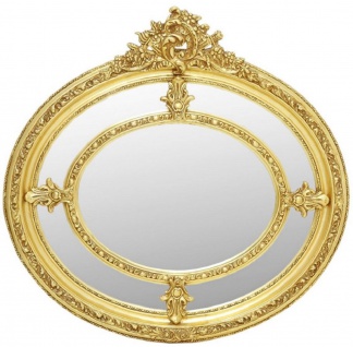 Casa Padrino Barock Spiegel Gold - Ovaler Antik Stil Wandspiegel - Wohnzimmer Spiegel - Garderoben Spiegel - Barock Möbel