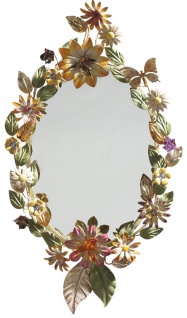 Casa Padrino Luxus Jugendstil Spiegel Blumen Mehrfarbig - Handgefertigter Metall Wandspiegel mit Swarovski Kristallglas - Luxus Qualität - Made in Italy