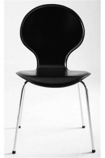 Casa Padrino Designer Stuhl aus hochwertigem Kunstleder und verchromtem Stahl Schwarz / Silber - Designer Möbel 2