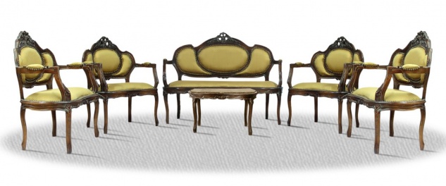 Casa Padrino Barock Salon Set mit Sitzbank 4 Stühlen und Tisch - Barock Salon Möbel - Vorschau 