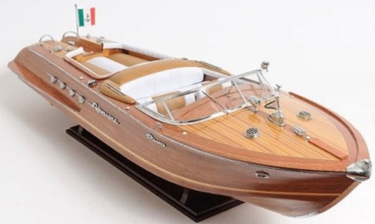Holz Modellboot mit Standfuß Amerikanisches Motorboot Speedboot Motoryacht 36cm 