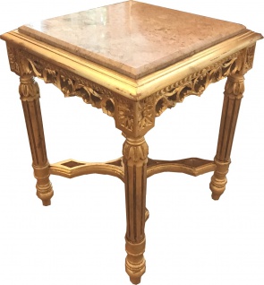 Casa Padrino Barock Beistelltisch Eckig Gold mit Creme Marmorplatte 41 x 41 x H 53 cm Antik Stil - Telefon Blumen Tisch
