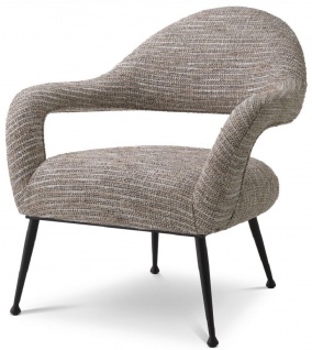 Casa Padrino Designer Sessel Beige / Schwarz 80 x 76 x H. 85 cm - Wohnzimmer Sessel - Designer Möbel - Luxus Qualität