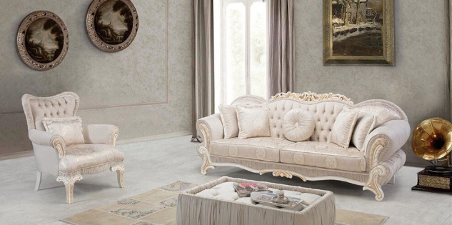 Casa Padrino Luxus Barock Wohnzimmer Set Rosa / Weiß / Beige - 2 Sofas mit Muster & 2 Sessel mit Muster & 1 Couchtisch - Prunkvolle Barock Wohnzimmer Möbel