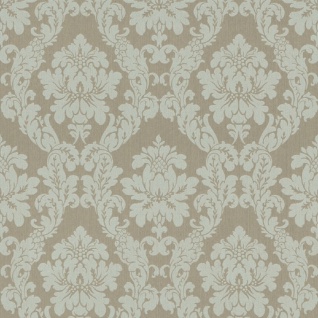 Casa Padrino Barock Textiltapete Beige / Creme / Grau / Silber - 10, 05 x 0, 53 m - Stofftapete im Barockstil