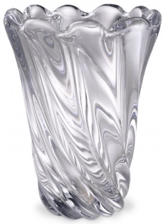 Casa Padrino Luxus Deko Glas Vase Ø 19, 5 x H. 25, 5 cm - Mundgeblasene Blumenvase - Luxus Deko Accessoires