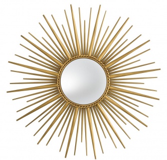 Casa Padrino Luxus Spiegel Antik Gold Ø 96 cm - Edelstahl Wandspiegel mit konvexem Spiegelglas - Luxus Qualität