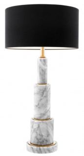 Casa Padrino Luxus Tischampe mit schwarzem Lampenschirm 17 x 40 x H. 80, 5 cm - Luxus Wohnzimmermöbel