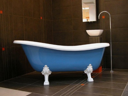 Freistehende Luxus Badewanne Jugendstil Roma Hellblau/Weiß/Weiß 1470mm - Barock Antik Stil Badezimmer