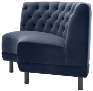 Casa Padrino Luxus Chesterfield Samt Couch Mitternachtsblau / Schwarz 114 x 75 x H. 85 cm - Gebogenes & Erweiterbares Wohnzimmer Sofa - Luxus Kollektion 3