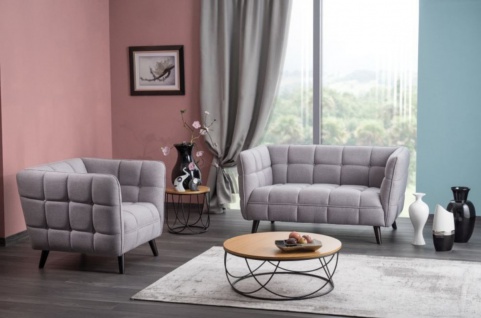 Casa Padrino Luxus Sofa Grau / Schwarz 142 x 85 x H. 78 cm - Wohnzimmer Couch - Luxus Möbel - Vorschau 2