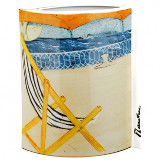 Handgearbeitete Vase aus Porzellan mit einem Motiv von T. Lautrec " Promenade En Yacht", oval, Höhe 28 cm - feinste Qualität aus der Tettau Porzellanfabrik - wunderschöne Vase 2