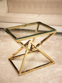 Casa Padrino Luxus Beistelltisch Edelstahl Gold Finish 65 x 50 x H 60 cm - Tisch Möbel 3