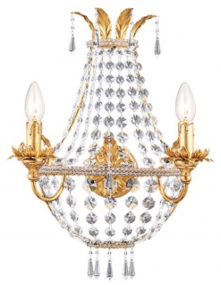 Casa Padrino Luxus Barock Kristall Wandleuchte Gold 36 x 18 x H. 49 cm - Prunkvolle Metall Wandlampe mit hochwertigem Swarovski Kristallglas - Barock Leuchten