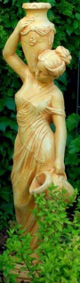 Casa Padrino Jugendstil Wasserspeier Skulptur Frau mit Krügen Beige 34 x H. 139 cm - Barock & Jugendstil Gartendeko