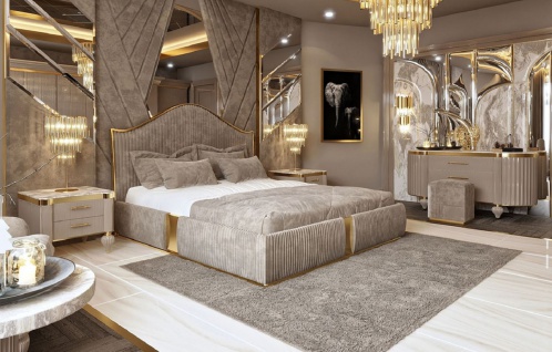 Casa Padrino Luxus Art Deco Nachtkommode Grau / Weiß / Gold 64 x 51 x H. 59 cm - Prunkvoller Massivholz Nachttisch mit 2 Schubladen - Art Deco Schlafzimmer & Hotel Möbel - Luxus Kollektion - Vorschau 3