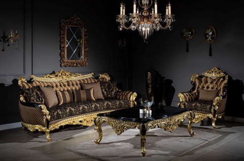 Casa Padrino Luxus Barock Sessel Braun / Schwarz / Gold 96 x 90 x H. 120 cm - Prunkvoller Wohnzimmer Sessel mit dekorativem Kissen - Edle Barock Möbel - Vorschau 3
