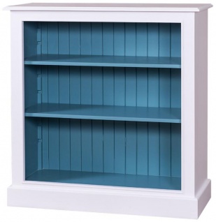 Casa Padrino Landhausstil Bücherschrank Weiß / Blau 102 x 35 x H. 102 cm - Wohnzimmermöbel im Landhausstil