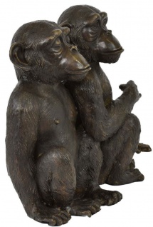 Casa Padrino Luxus Bronze Skulptur Schimpansen Affen Bronzefarben 49 x 21, 5 x H. 39 cm - Bronzefigur - Dekofigur - Deko Accessoires - Luxus Kollektion 5