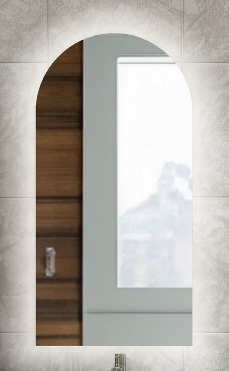 Casa Padrino Luxus Badezimmer Spiegel 60 x 3 x H. 120 cm - Wandspiegel mit LED Hintergrundbeleuchtung - Badezimmer Möbel - Badezimmer Accessoires - Luxus Möbel