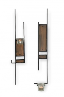 DanDiBo Wandteelichthalter aus Metall 2er Set Schwarz Bronze Teelichthalter für die Wand 57, 5 cm Wandleuchter 2-TLG. Kerze - Vorschau 5