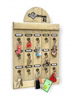 DanDiBo Schlüsselbrett Holz Vintage Wand Hakenleiste mit 15 Haken Braun 96210 Schlüsselhalter Schlüsselleiste Schlüsselboard