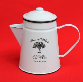 Emaille Kaffeekanne 18cm emailliert 51202 Coffee Weiß Wasserkanne Kanne Teekanne