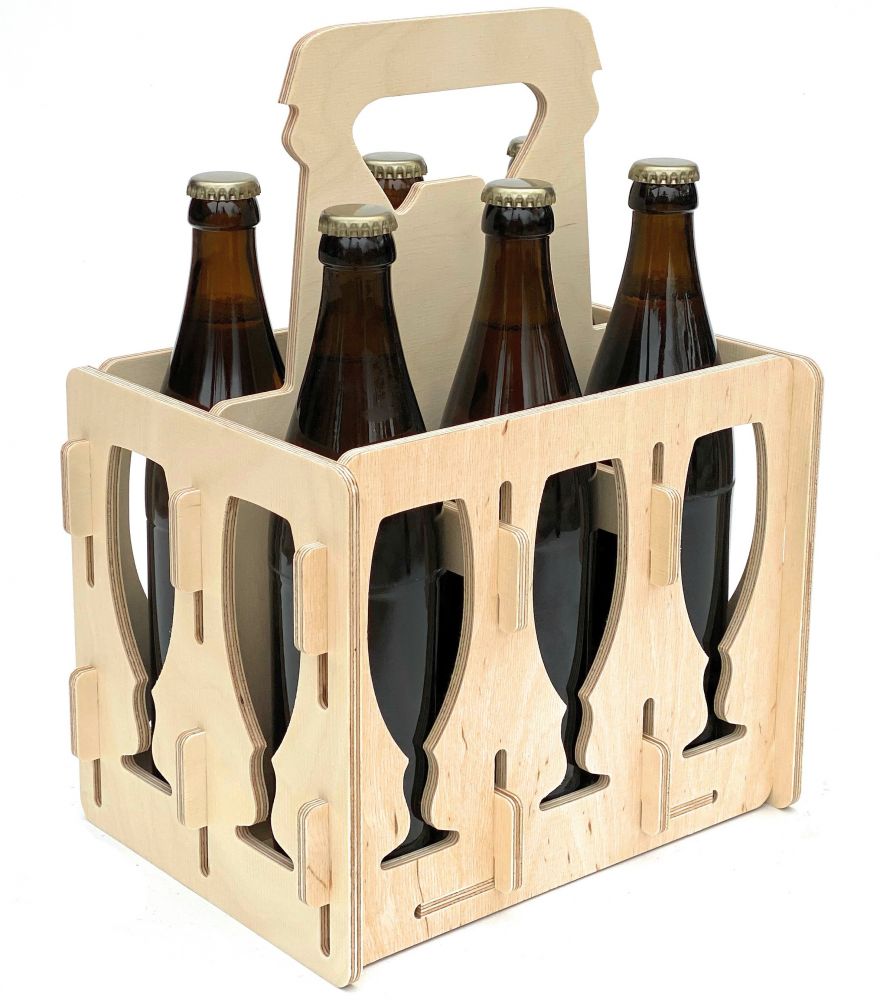 Bierträger mit Flaschenöffner Flaschenträger 4 Takt 96034 Bierkiste Holz 4er 