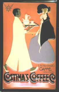 Blechschild Café Kaffee Menu Coffee Retro Reklame Werbung Vintage Metallschild