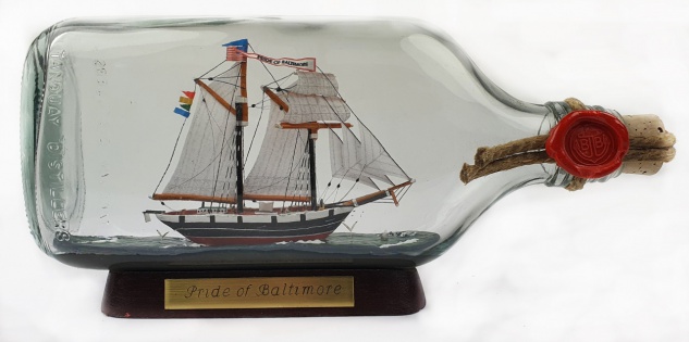 Pride of Baltimore Buddelschiff Flachmann 0, 375 Liter ca. 21x9 cm Buddelschif...