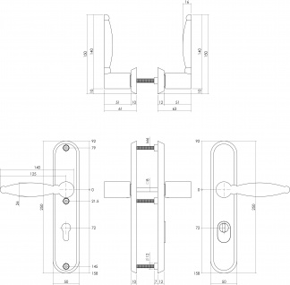Intersteel Sicherheitsbeschlag SKG3 mit Profilzylinder-Lochung 72 mm und Kernziehschutz Hintertürbeschlag Sliced no. 4 Edelstahl gebürstet 2